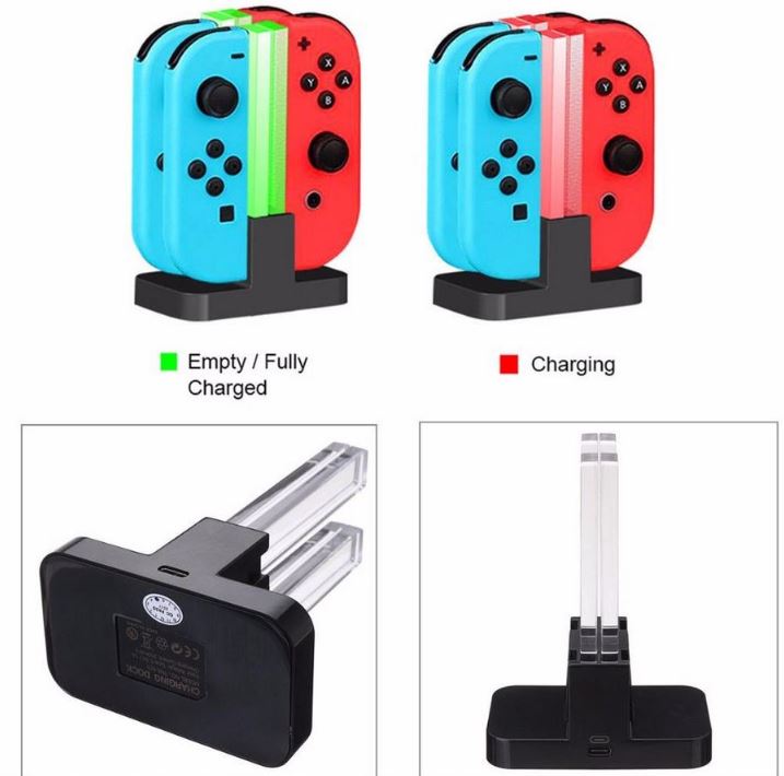 Joy-Con 4-Controller Charging Stand Dock Charger for Nintendo Switch Console