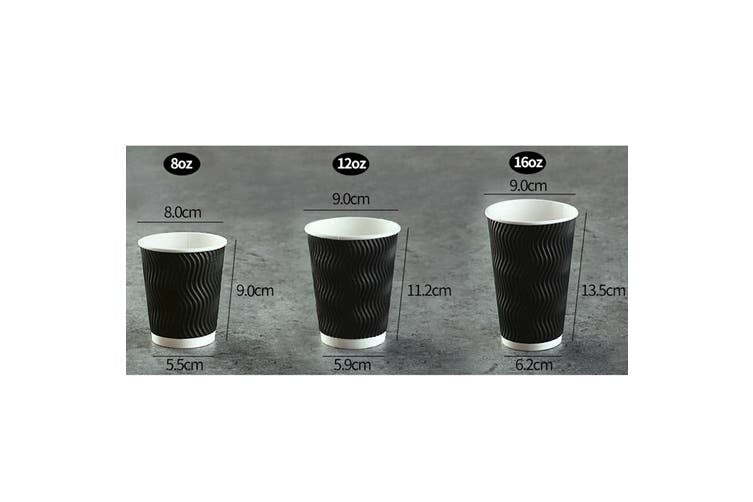 [100 Pack] Disposable Coffee Cups 8oz 12oz 16oz Bulk Paper Triple Wall Take Away