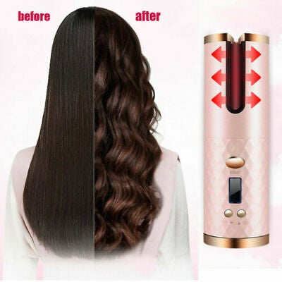 Pink Cordless Automatic Hair Curler