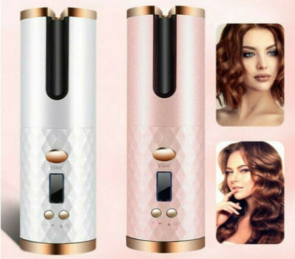 Auto Cordless Rotating Hair Curler Waver Curling Iron Wireless LCD Ceramic