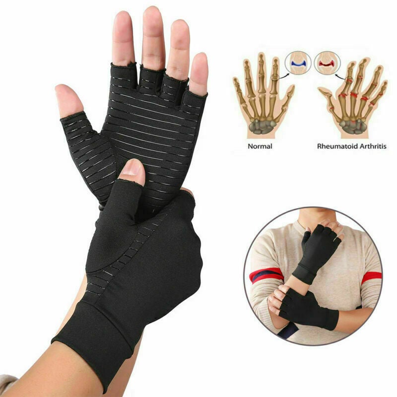 Compression Copper Arthritis Gloves Hand Wrist Finger Joint Pain Relief Support