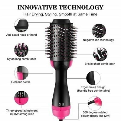 3-in-1 One Step Hair Dryer Comb and Volumizer Pro Brush Straightener Curler 220V