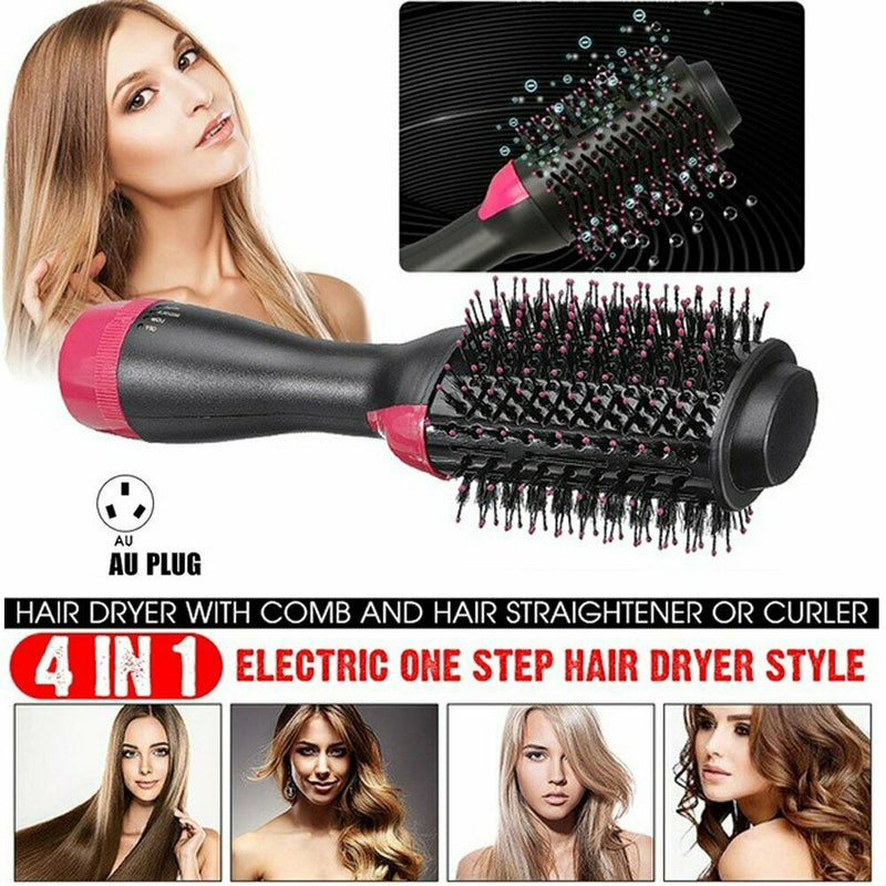 3-in-1 One Step Hair Dryer Comb and Volumizer Pro Brush Straightener Curler 220V