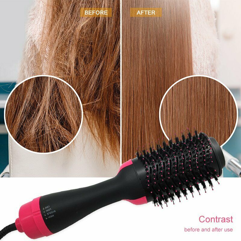 3-in-1 One Step Hair Dryer Comb and Volumizer Pro Brush Straightener Curler 220V