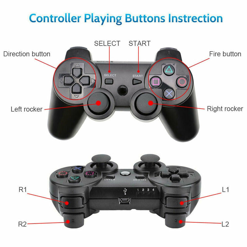 Compatible Wireless Bluetooth Controller Dual Vibration Gamepad PS3 PlayStation