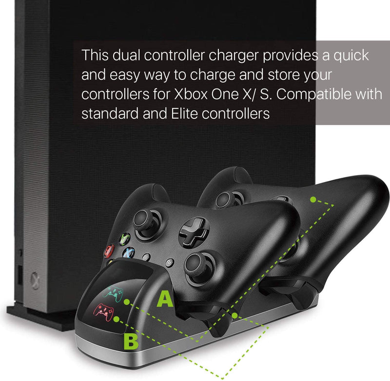 Dual Dock Charger Charging Station + 2 Rechargeable Battery for Xbox One/S/X Controller