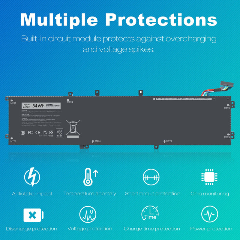 84Wh 4GVGH Battery for Dell XPS 15 9550 Precision 5510 Series 1P6KD 01P6KD P56F