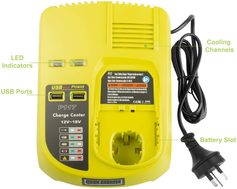 RYOBI Cordless Power Tool Battery Charger Dual Chemistry IntelliPort 18 Volt New