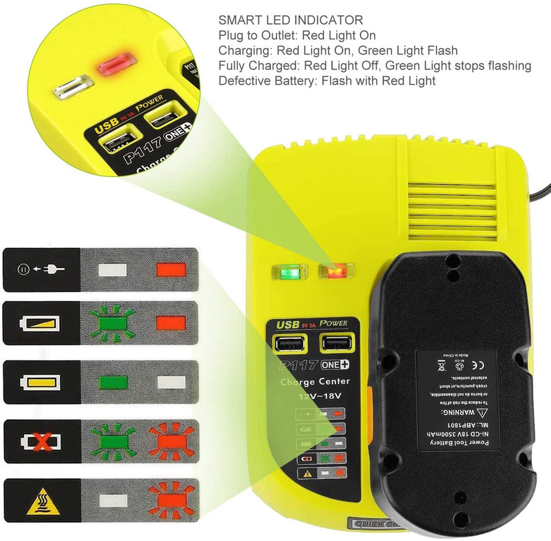 RYOBI Cordless Power Tool Battery Charger Dual Chemistry IntelliPort 18 Volt New