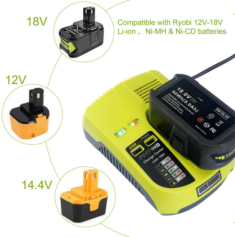 RYOBI Cordless Power Tool Battery Charger Dual Chemistry IntelliPort 18 Volt New