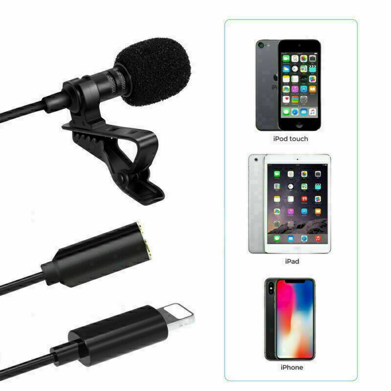 Lapel Lavalier Microphone For iPhone 12 XS XR 11 Pro Youtube Video Recording Mic