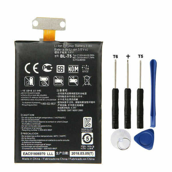 LG Nexus 4 Optimus E960 E970 E973 E975 F180 E960 BLT5 Flex Battery + Tools BL-T5