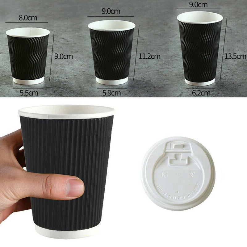 12oz (Medium) 50pcs Disposable Coffee Cups Bulk Takeaway Paper Triple Wall Take Away