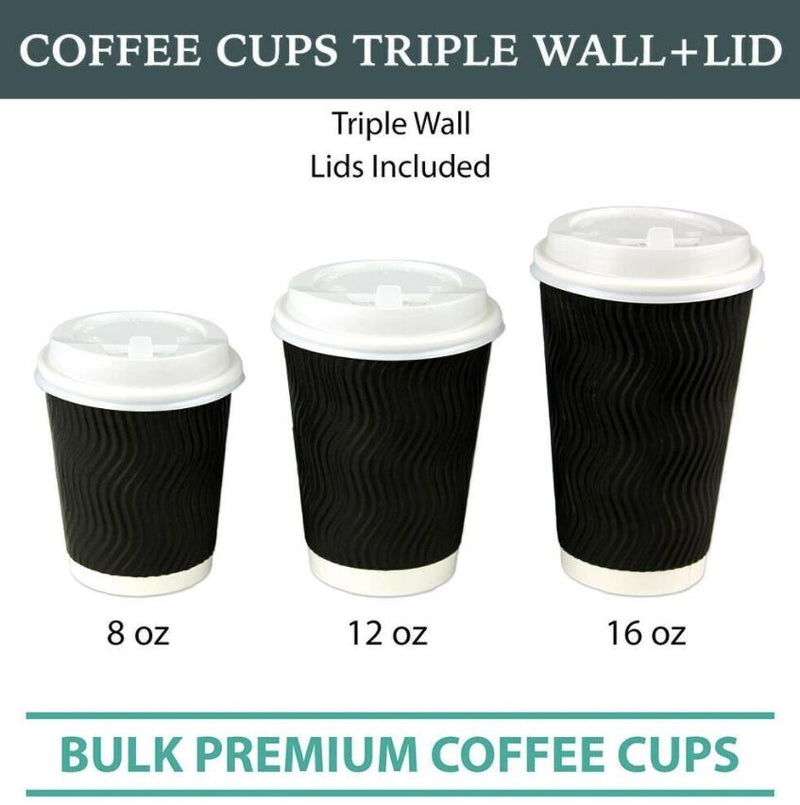 16oz (Large) 100pcs Disposable Coffee Cups Bulk Takeaway Paper Triple Wall Take Away