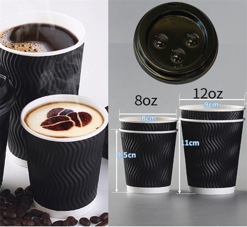 12oz (Medium) 1000pcs Disposable Coffee Cups Bulk Takeaway Paper Triple Wall Take Away