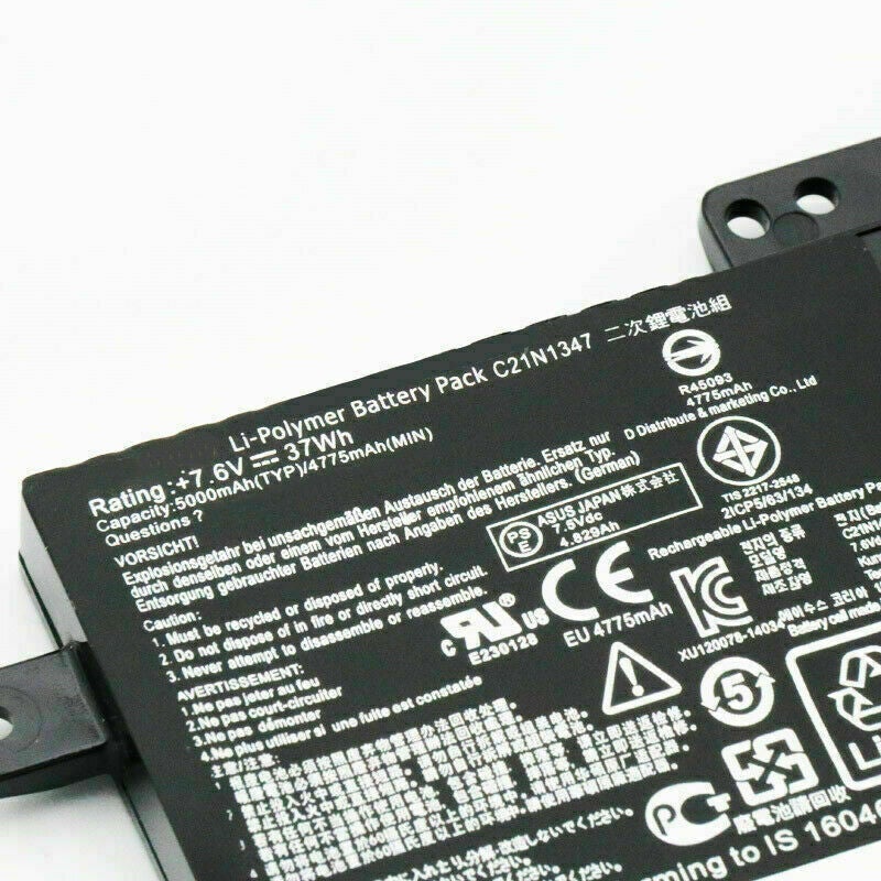 C21N1347 Battery ASUS X554L X555BA X555DA X555DG X555MA X555YI X556U