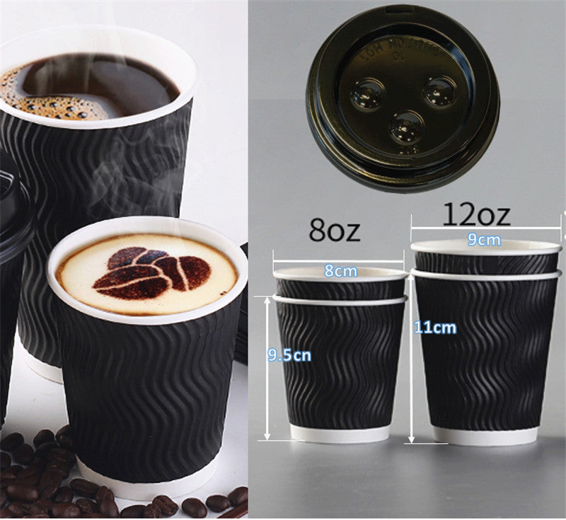 12oz (Medium) 200pcs Disposable Coffee Cups Bulk Takeaway Paper Triple Wall Take Away