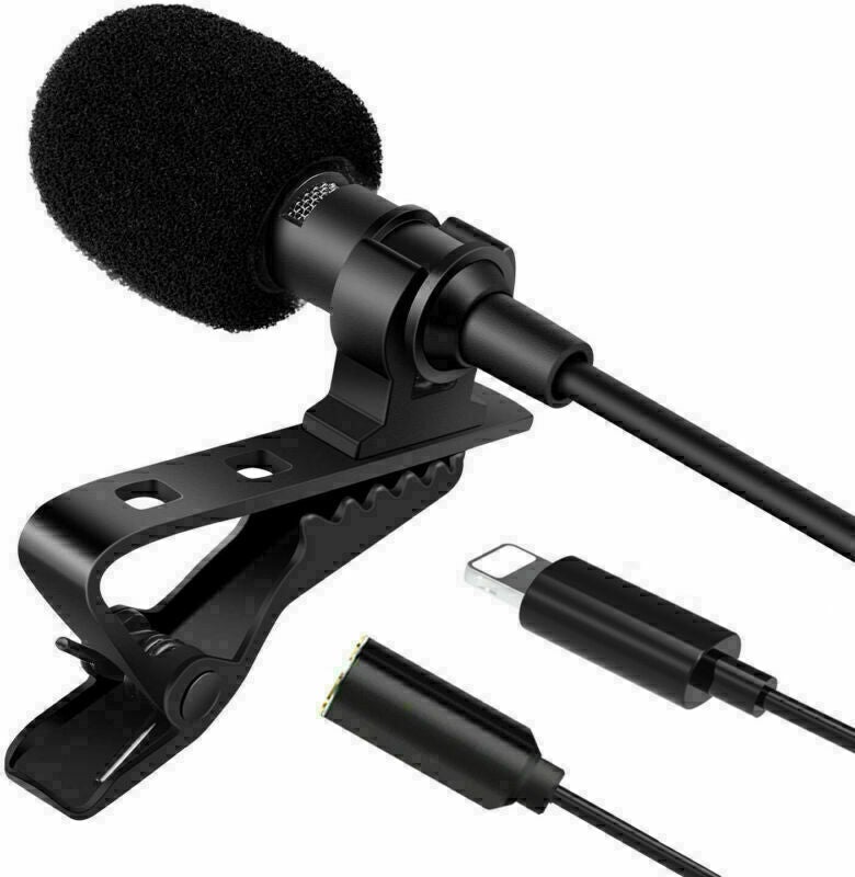 Lapel Lavalier Microphone For iPhone 12 XS XR 11 Pro Youtube Video Recording Mic