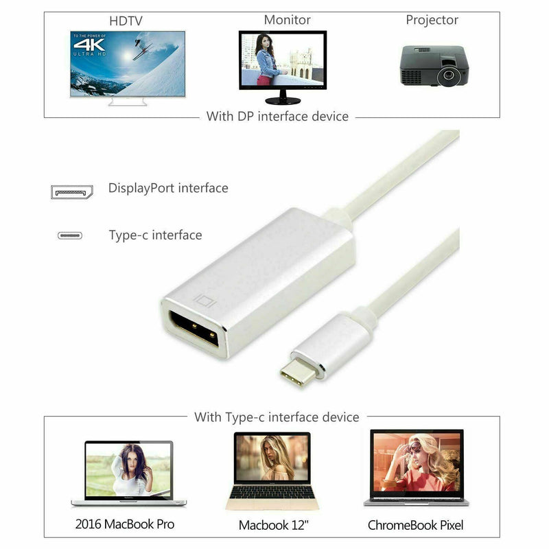 USB C USB 3.1 Type C to DisplayPort DP 4K Video Adapter Converter Cable 16cm