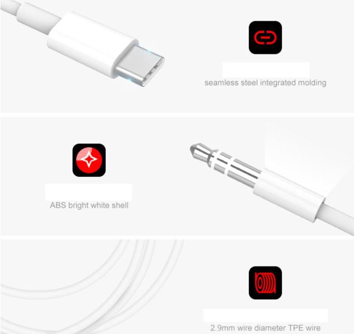 Type C USB-C to 3.5mm Male Audio AUX Cable Adapter For Car Stereo Samsung Huawei