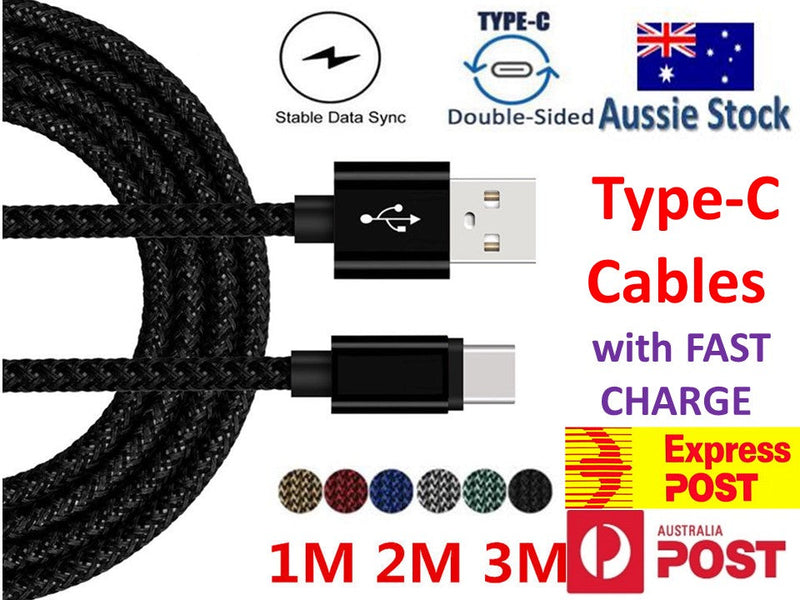 [5 Pack] USB-C Type C Braided Data Charger Cable for Samsung Google Huawei