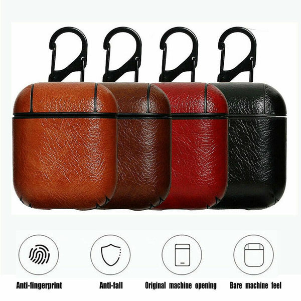 Leather Airpods Protective Cover Case Slim Skin Apple AirPod Earphones Gen 1 / 2