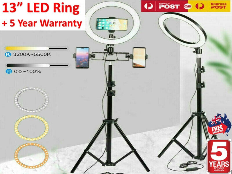 13" LED Ring Light Dimmable Lighting Kit Phone Selfie Tripod Stand Youtube Live