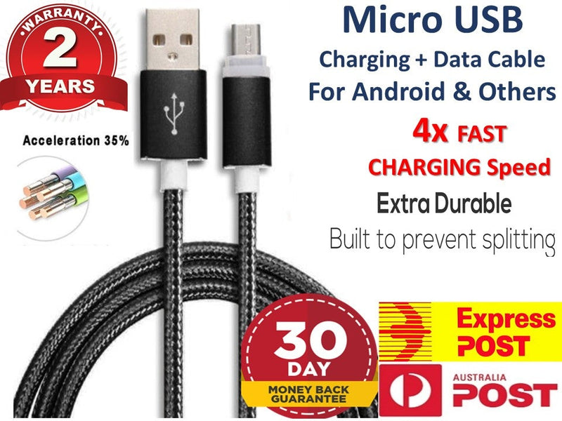 Fast Charging Charger Micro USB 2.0 Cable Cord 1M For Android Samsung Galaxy