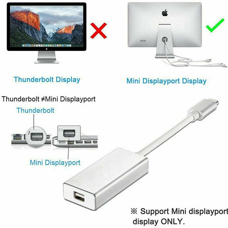 USB 3.1 Type-C to Mini DP Display Port Cable 4K Adapter Converter Notebook Mac