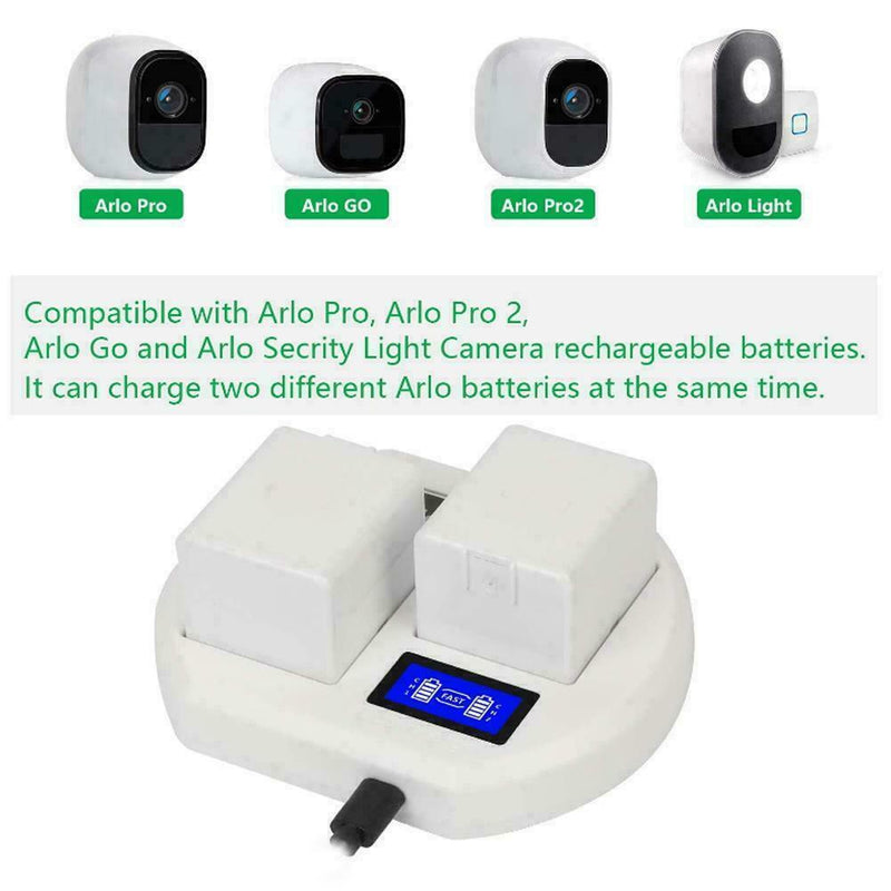 LCD Dual Charger | Battery for Arlo Pro 2 with USB Cable