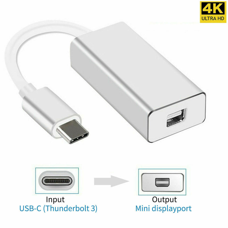 USB 3.1 Type-C to Mini DP Display Port Cable 4K Adapter Converter Notebook Mac