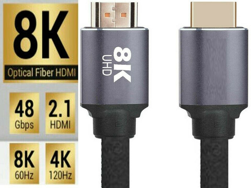 HDMI v2.1 Cable 8K Ultra High Speed Cord 48Gbps Resolution 120Hz UHD With HDR AU