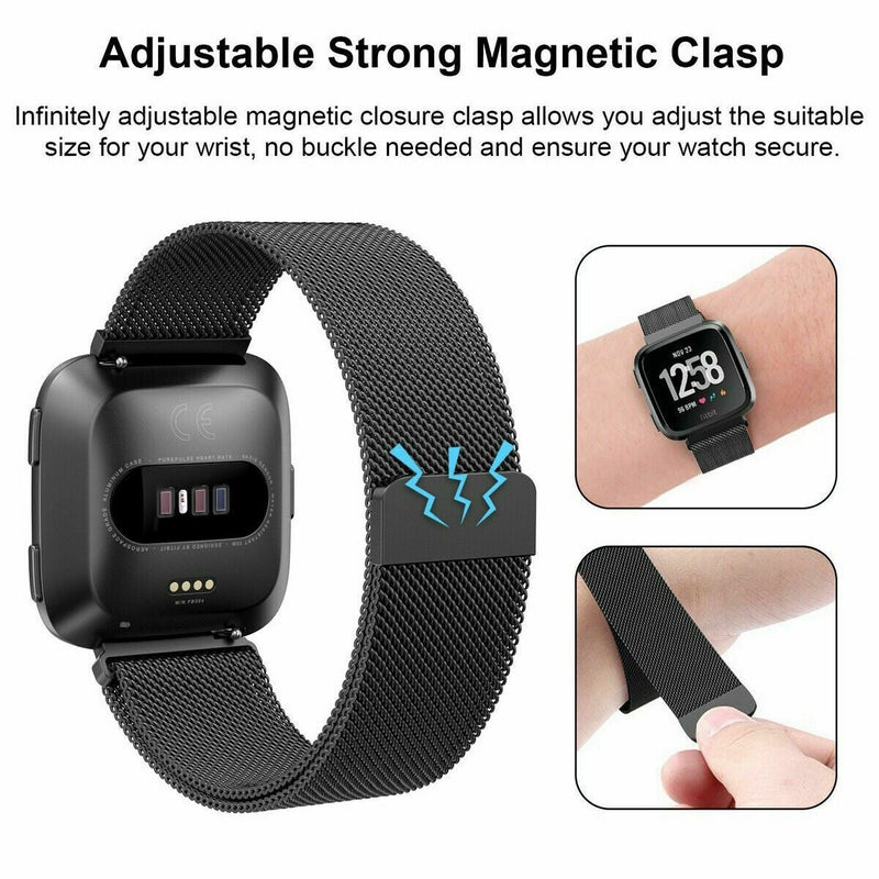 Magnetic Milanese Stainless Watch Wrist Band Strap For Fitbit Versa 2 Lite Smart