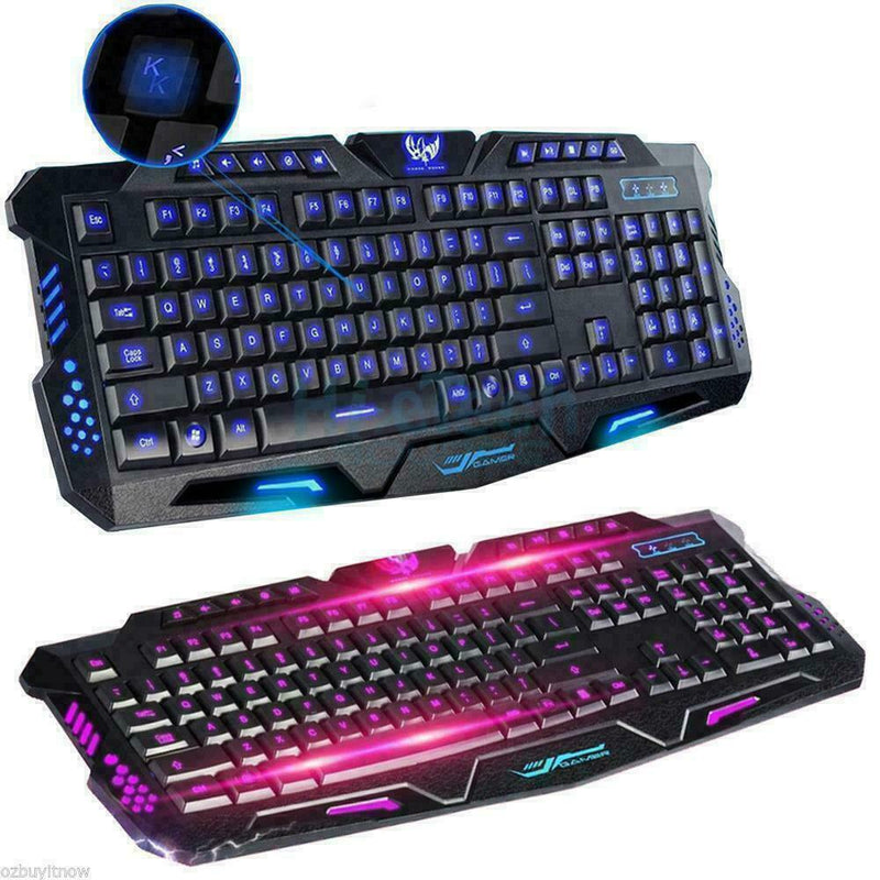 USB Gaming Keyboards LED Backlit 3 Colors Backlight Illuminated