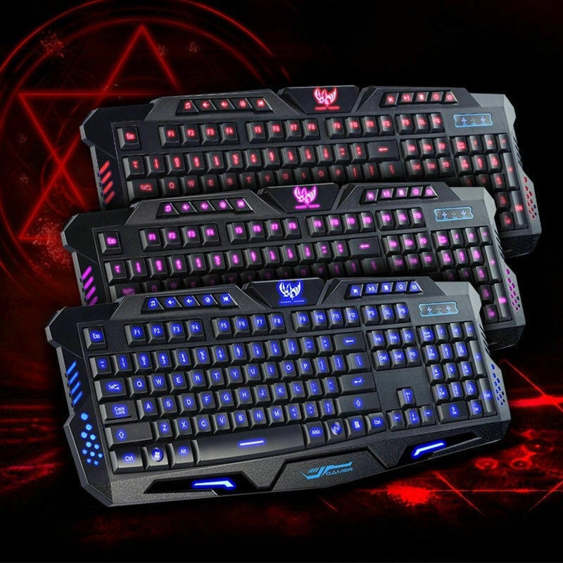 USB Gaming Keyboards LED Backlit 3 Colors Backlight Illuminated