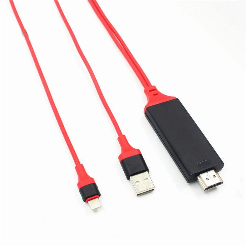 For iPhone To HDTV HDMI AV TV Adapter Video Output 2M Cable (RED)