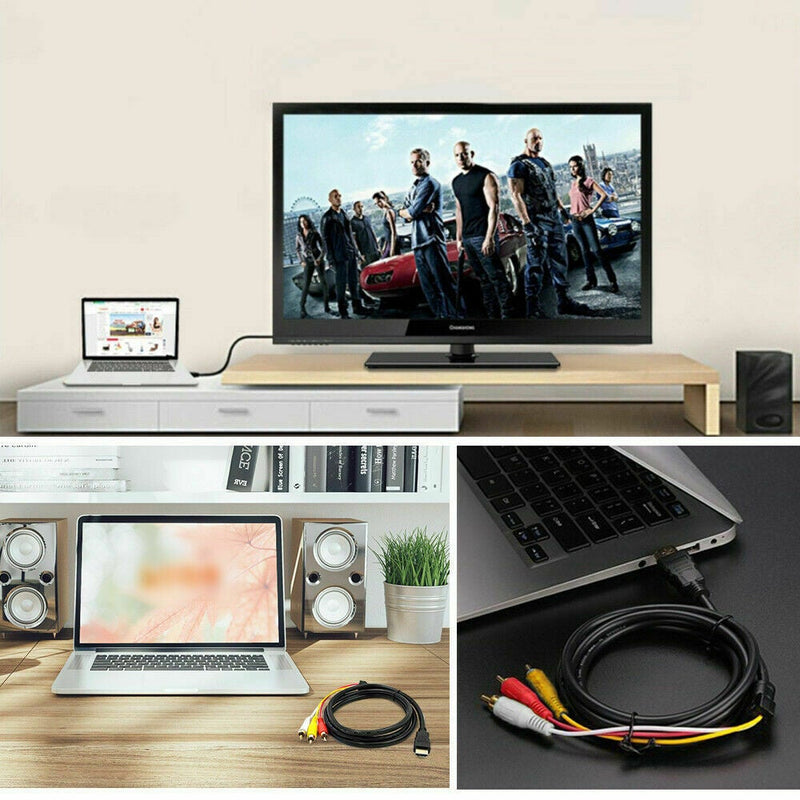 HDMI to RCA Cable 1.5 HDMI Male to 3RCA AV Composite Male Connector Adapter Cable Cord Video Audio AV Cable Adapter for 1080P HDTV