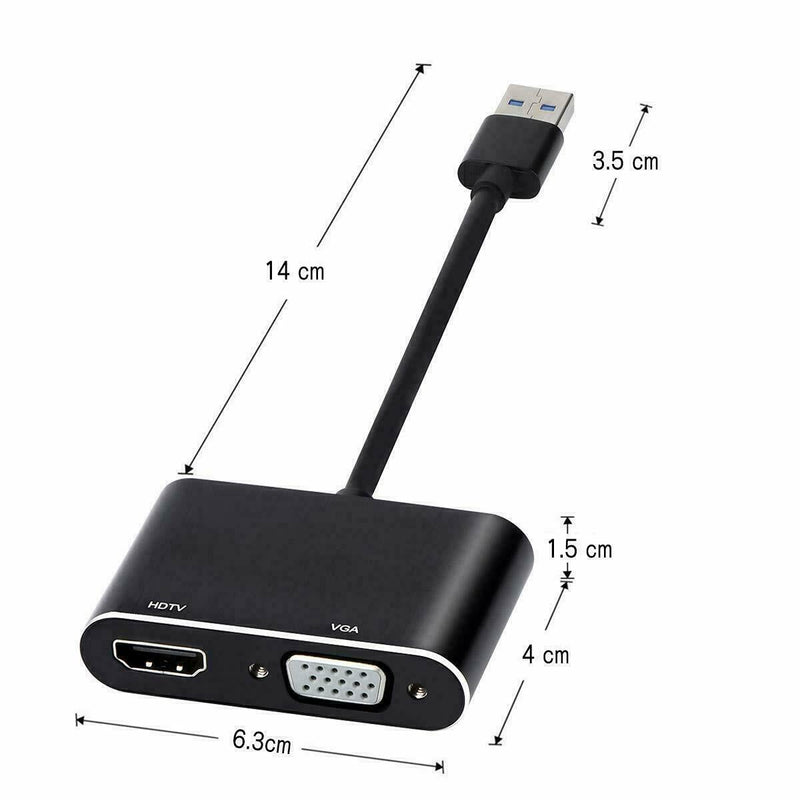 USB 3.0 to HDMI + VGA Full HD 1080p Video Adapter Cable Converter for PC