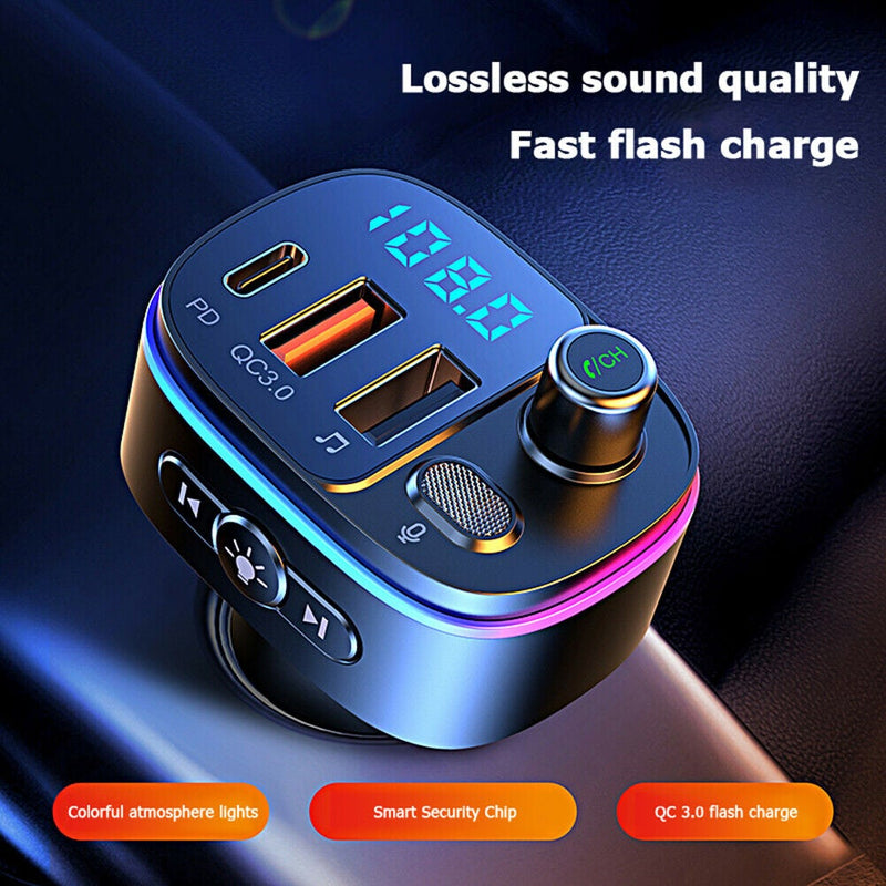 Handsfree FM Transmitter Wireless Bluetooth Car MP3 Adapter DUAL Fast Charger