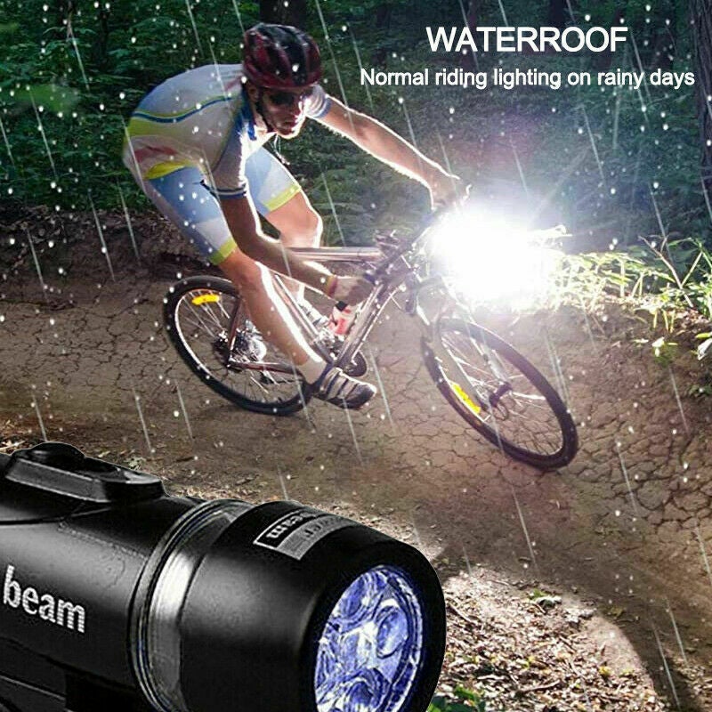 Light Head Tail Lights LED Lamp White Beam Safety Alarm Set Bicycle Cycle Bike