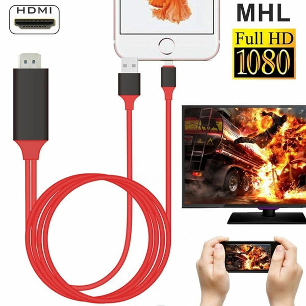 For iPhone To HDTV HDMI AV TV Adapter Video Output 2M Cable (RED)