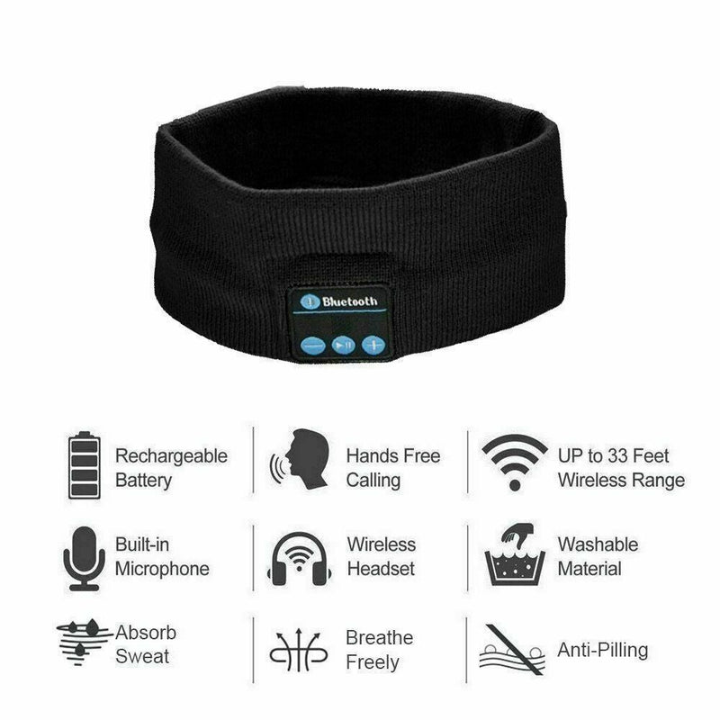 Wireless Bluetooth Stereo Earphone Headphone Sports Sleep Headset Headband with Mic