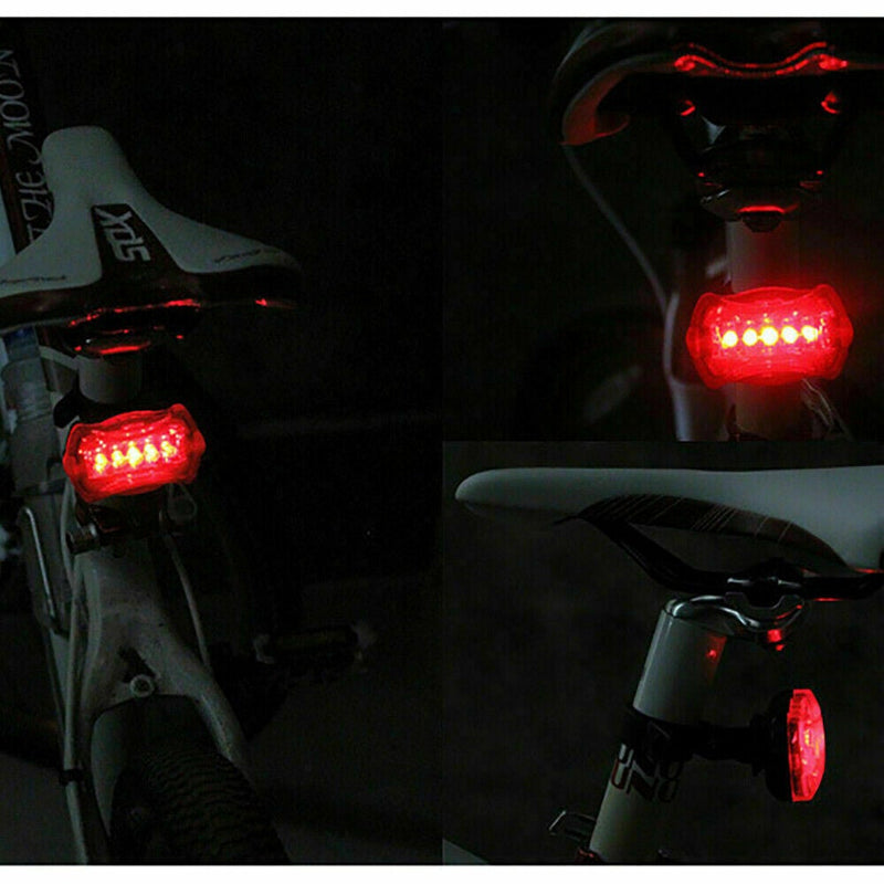 Light Head Tail Lights LED Lamp White Beam Safety Alarm Set Bicycle Cycle Bike