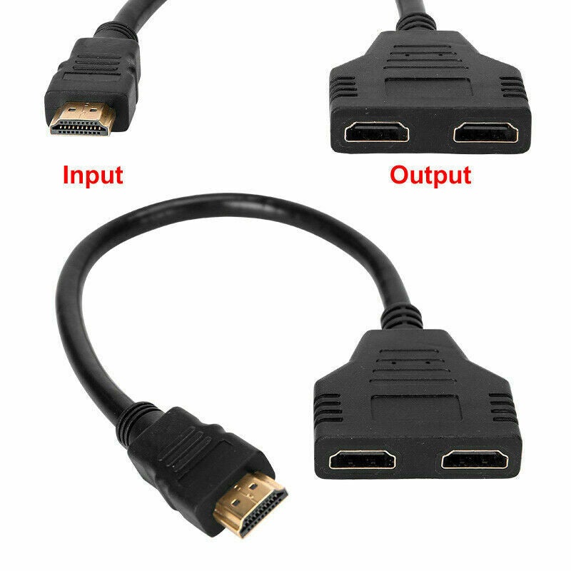 HDMI Splitter 1 In 2 Out Cable Adapter Converter 1080 Multi Display Duplicator S