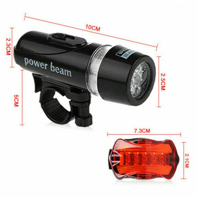 Light Head Tail Lights LED Lamp White Beam Safety Alarm Set Bicycle Cycle Bike