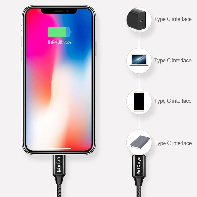 USB-C to HIGHEST Fast Charging Cable for Apple iPhone 8 7 X Xs Max 11 12 Pro Max