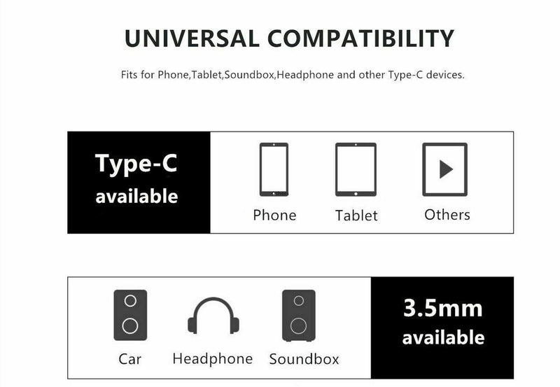 Type C USB-C to 3.5mm Male Audio AUX Cable Adapter For Car Stereo