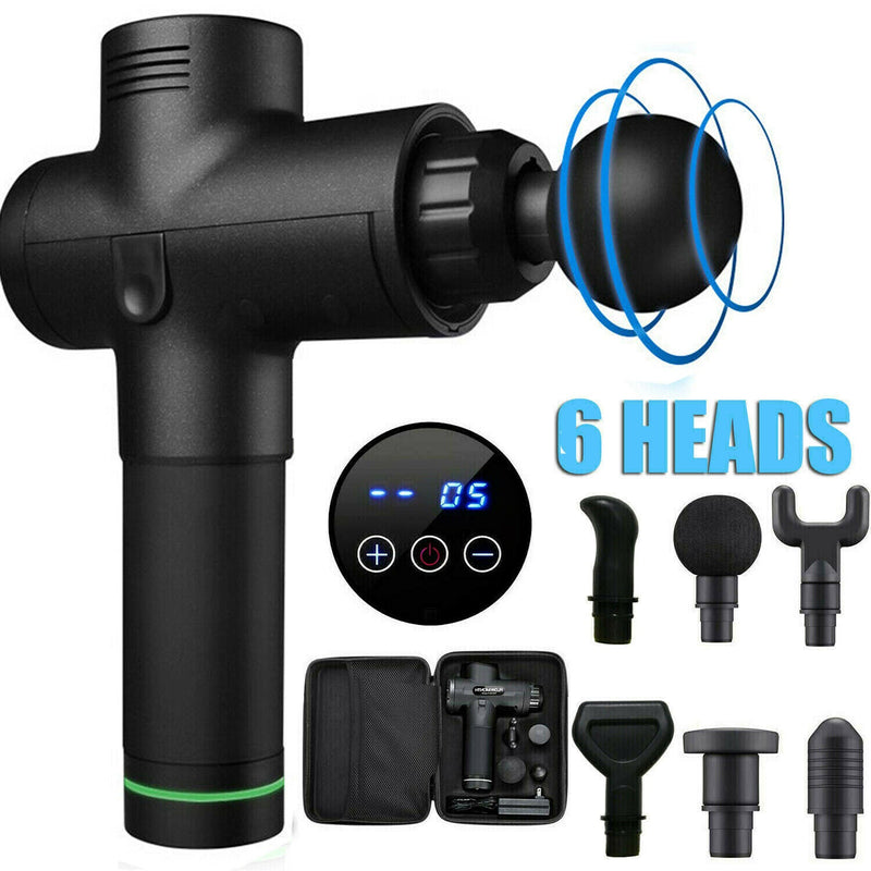 Powerful 6 Heads LCD Massage Gun Percussion Vibration Muscle Therapy Deep Tissue