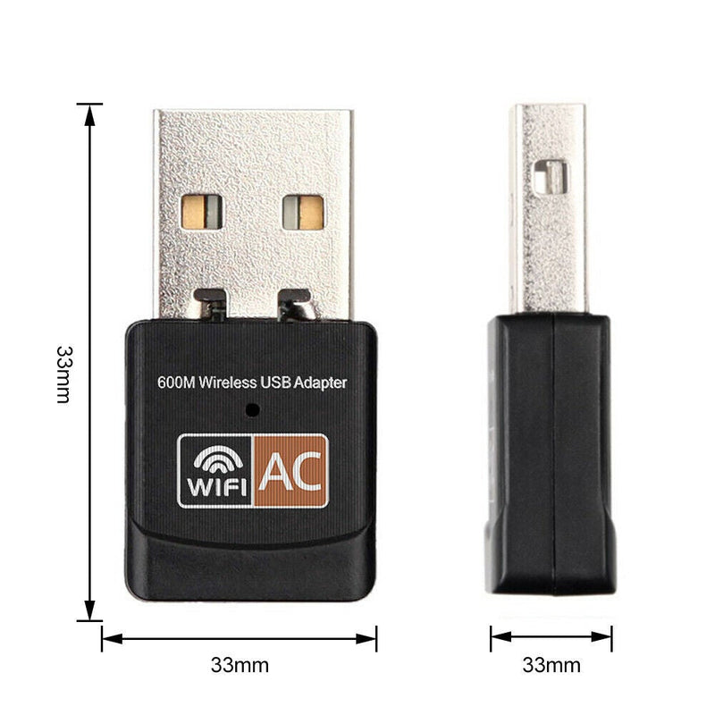 Dual Band 600Mbps USB WiFi Wireless Dongle AC600 Lan Network Adapter 2.4GHz 5GHz