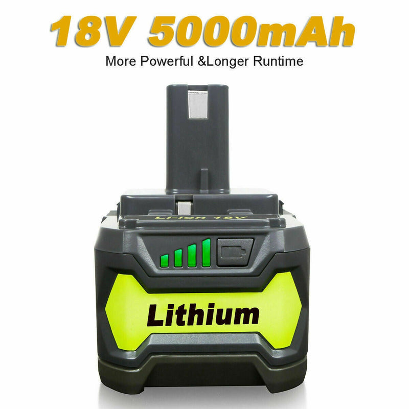 Compatible Battery 18V 5 AH For Ryobi One+ Plus P108 RB18L50 P104 P780 RB18L40